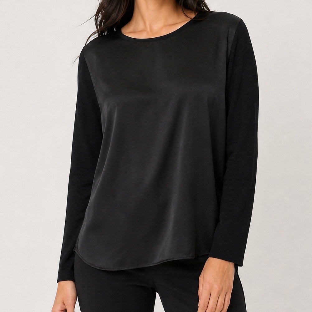 Vince. | Black Sheer Silk Blend Dolman Sleeve Blouse Top L